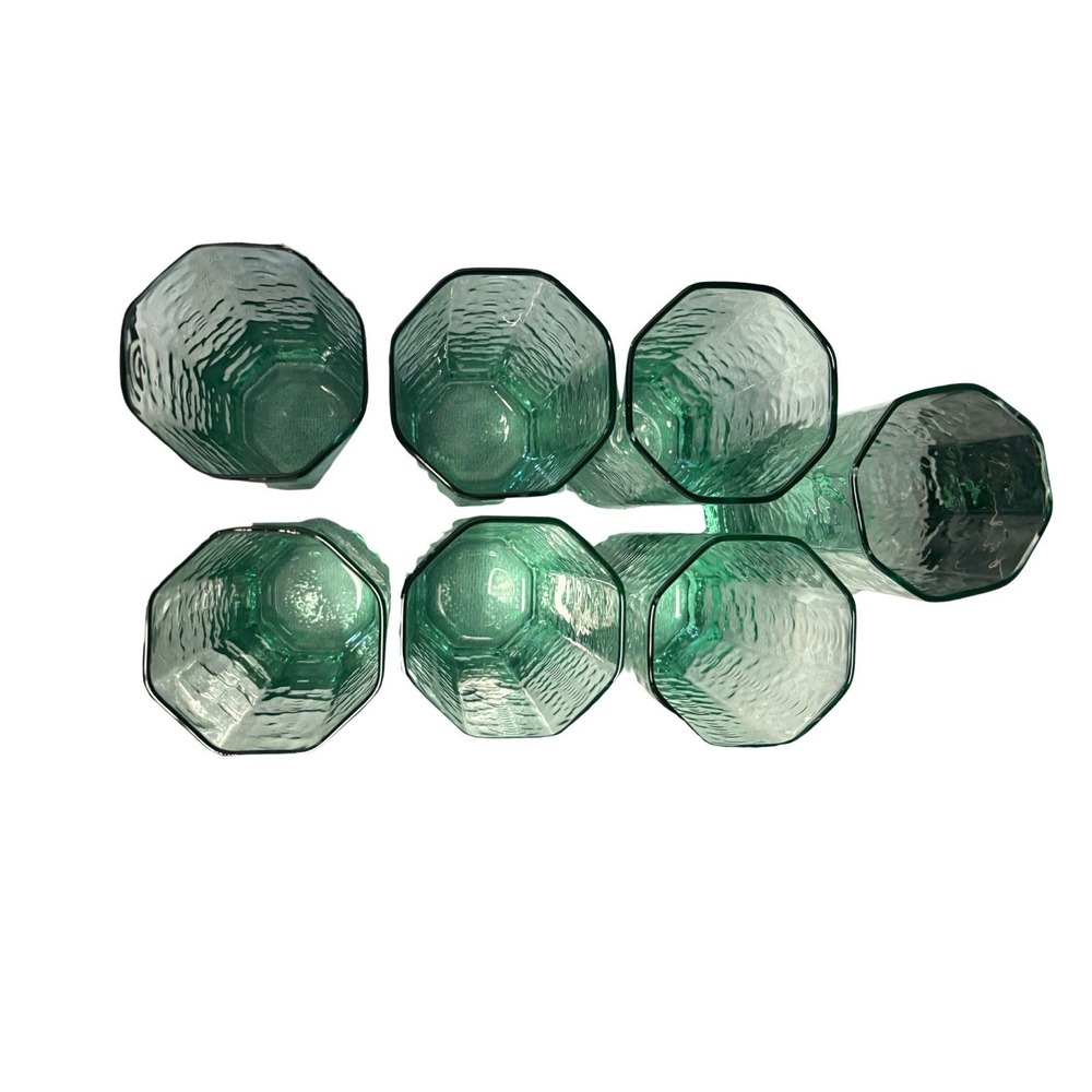 Vintage Libbey Facets Green Octagon Highball Tumbler Glass (Multiple Available!) - Picture 6 of 7